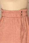 Loxley Mauve Lilac Corduroy Mini Skirt | La Petite Garçonne side close-up
