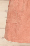 Loxley Mauve Lilac Corduroy Mini Skirt | La Petite Garçonne  bottom close-up