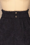 Loxley Navy Blue Corduroy Mini Skirt | La Petite Garçonne front close-up
