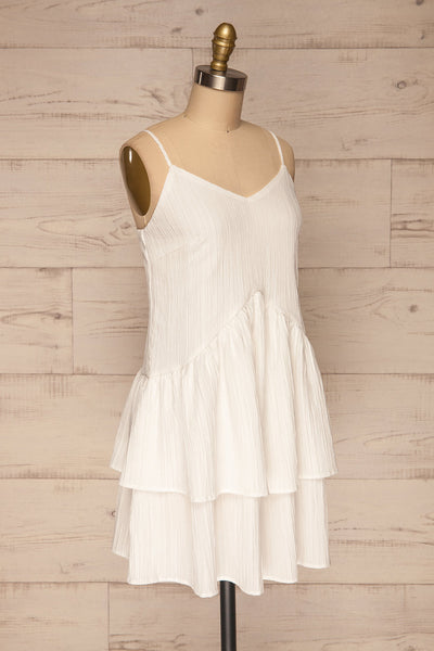 Lozola Daisy White Layered Short Dress | La petite garçonne side view