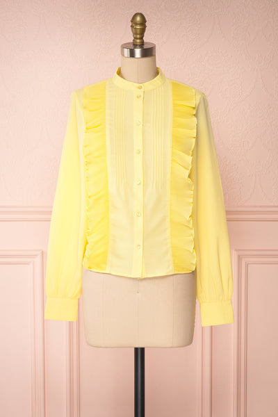 Lubien Yellow Long Sleeved Cropped Shirt | Boutique 1861 front view
