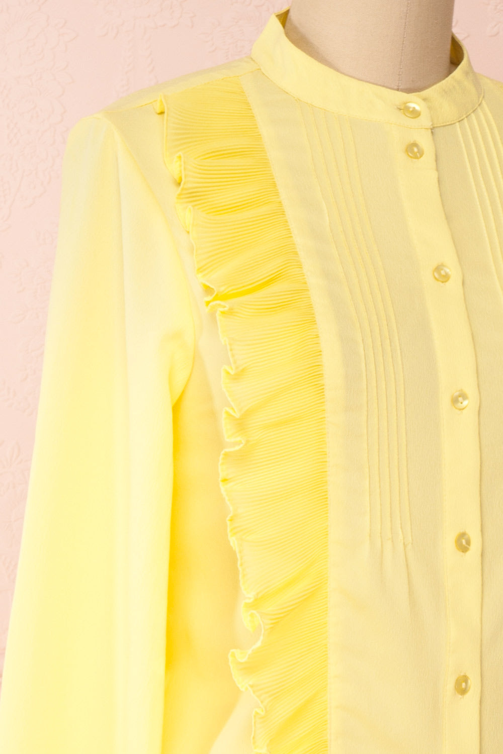 Lubien Yellow Long Sleeved Cropped Shirt | Boutique 1861 side close-up