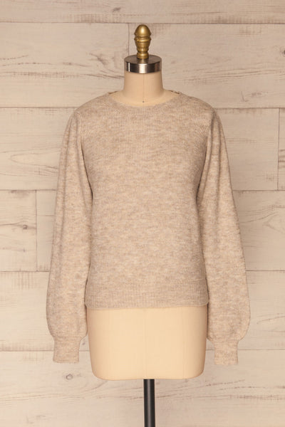 Lubliniec Grey Puffy Sleeve Knit Sweater | La petite garçonne front view