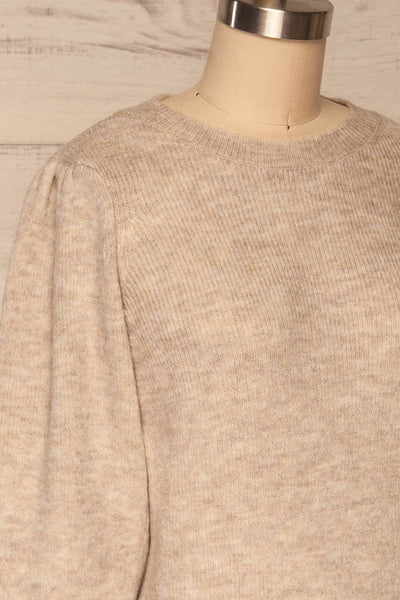Lubliniec Grey Puffy Sleeve Knit Sweater | La petite garçonne side close up