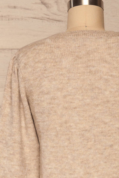 Lubliniec Grey Puffy Sleeve Knit Sweater | La petite garçonne back close up