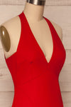 Lubomierz Red Fitted Maxi Mermaid Dress | La petite garçonne side close up