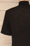 Lucca Noir Waffled Short Sleeve Top | Haut | La petite garçonne back close-up