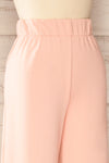 Lucille Blush Pink Wide Leg Lounge Pants | La petite garçonne side close-up