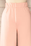 Lucille Blush Pink Wide Leg Lounge Pants | La petite garçonne front close-up