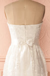 Ludowica - White lace crystal belt bustier gown