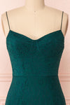 Ludvika Dark Green Fitted Lace Dress | Boutique 1861 front close-up