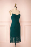 Ludvika Dark Green Fitted Lace Dress | Boutique 1861 side view