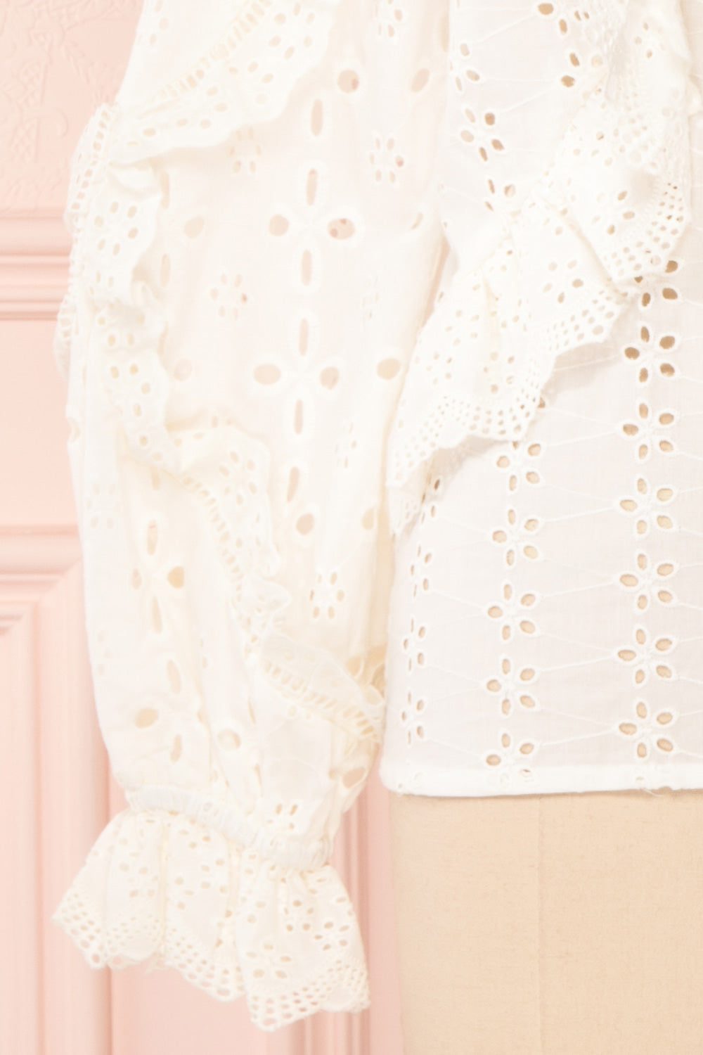 Lunesque Ivory Openwork Lace Blouse