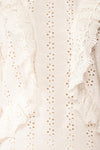 Lunesque Ivory Long Sleeve Openwork Lace Top | Boutique 1861 fabric