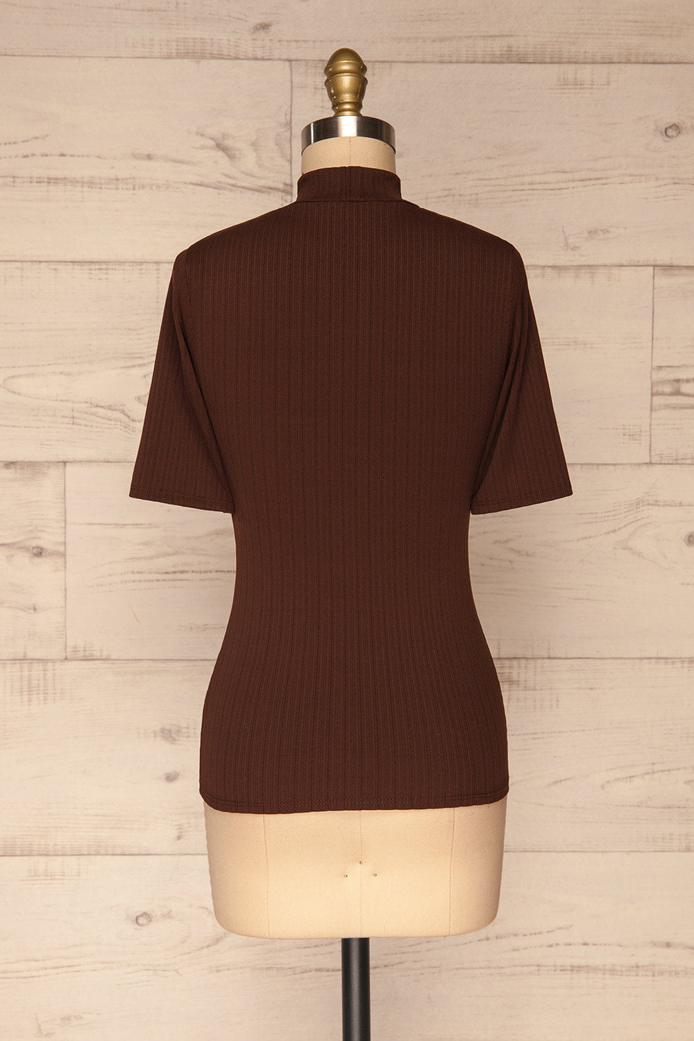 Lupeni Marron Mock Neck Top | Haut Brun back view | La Petite Garçonne