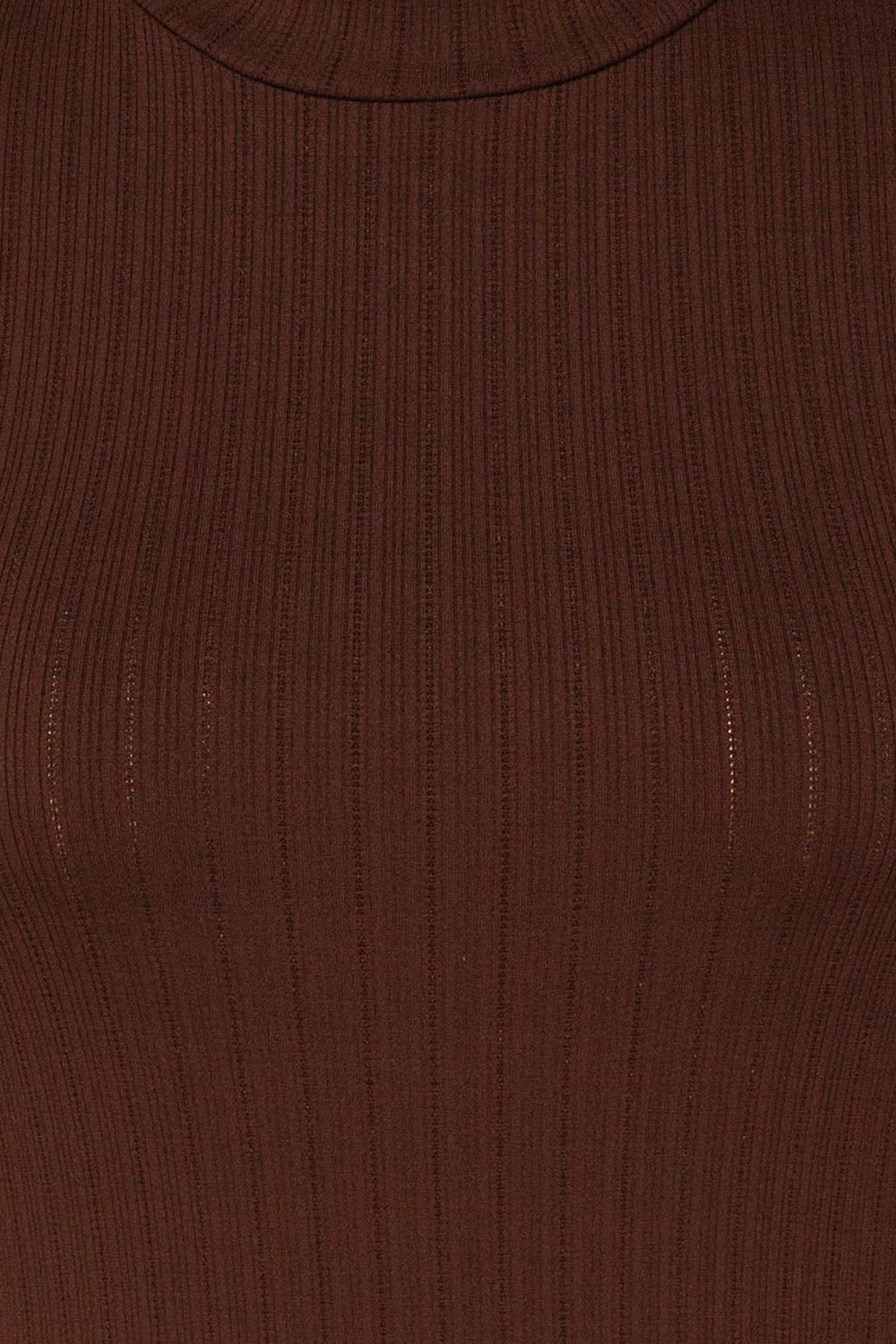 Lupeni Marron Mock Neck Top | Haut Brun fabric close up | La Petite Garçonne