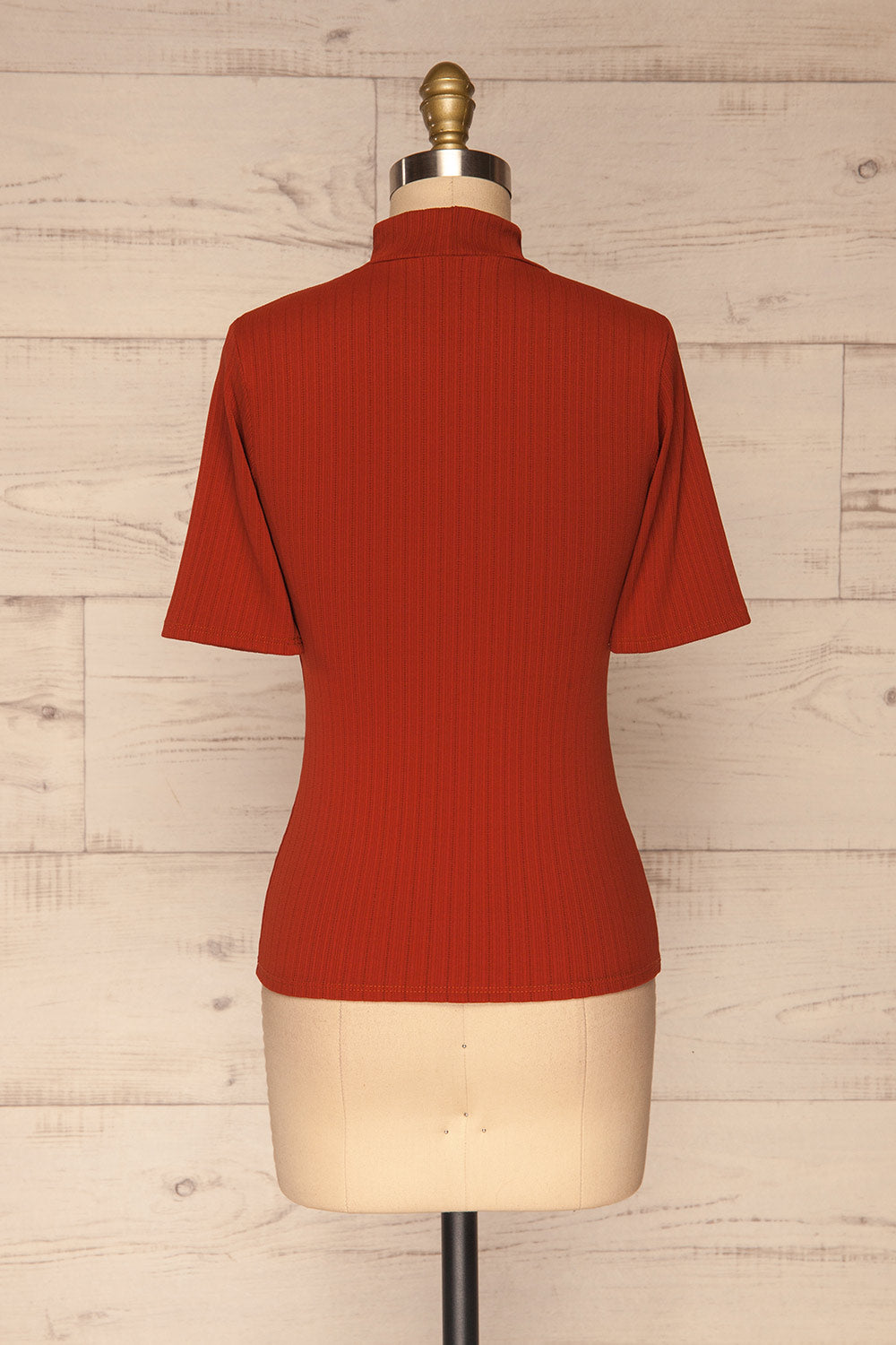 Lupeni Rouille Mock Neck Top | Haut Orange back view | La Petite Garçonne