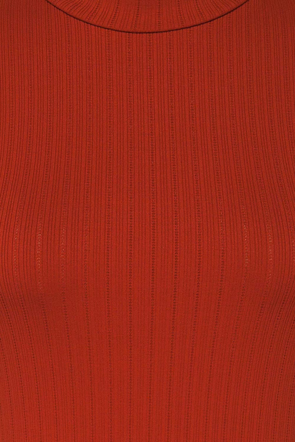 Lupeni Rouille Mock Neck Top | Haut Orange fabric close up | La Petite Garçonne