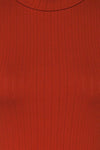 Lupeni Rouille Mock Neck Top | Haut Orange fabric close up | La Petite Garçonne