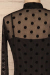 Lyncis Black Polkadot Long Sleeved Mesh Top | La Petite Garçonne back close-up