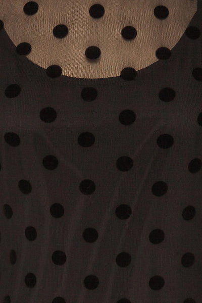 Lyncis Black Polkadot Long Sleeved Mesh Top | La Petite Garçonne fabric detail