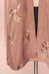 Lyria Taupe Satin Floral 3/4 Sleeve Kimono | Boutique 1861 bottom