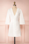 Lysistrata White Short Dress w/ 3/4 Sleeves | Boutique 1861 front view