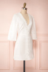 Lysistrata White Short Dress w/ 3/4 Sleeves | Boutique 1861 side view