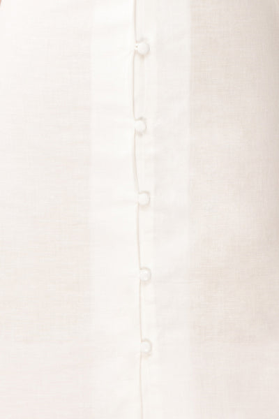 Lysistrata White Short Dress w/ 3/4 Sleeves | Boutique 1861 fabric