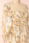 Marley White Paisley Long Sleeve Maxi Dress | Boutique 1861 side close-up