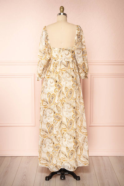 Marley White Paisley Long Sleeve Maxi Dress | Boutique 1861 back view