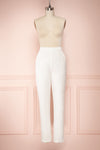 Maddalena White High-Waisted Pants w/ Pockets front view  | Boudoir 1861