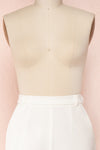 Maddalena White High-Waisted Pants w/ Pockets front close up | Boudoir 1861