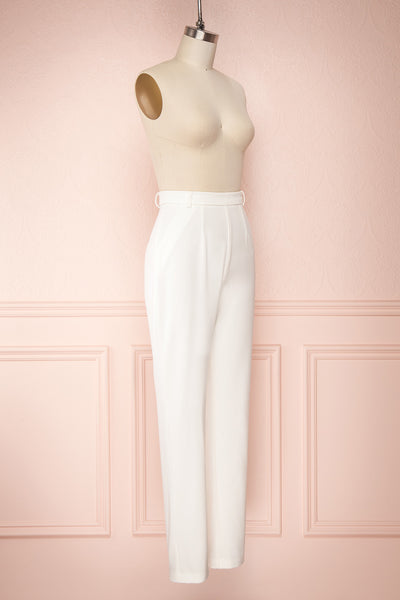 Maddalena White High-Waisted Pants w/ Pockets side view | Boudoir 1861