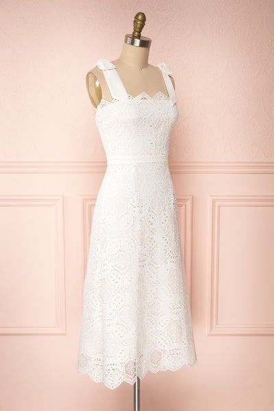 Madeline White Lace Bustier Midi Dress | Boutique 1861 side view