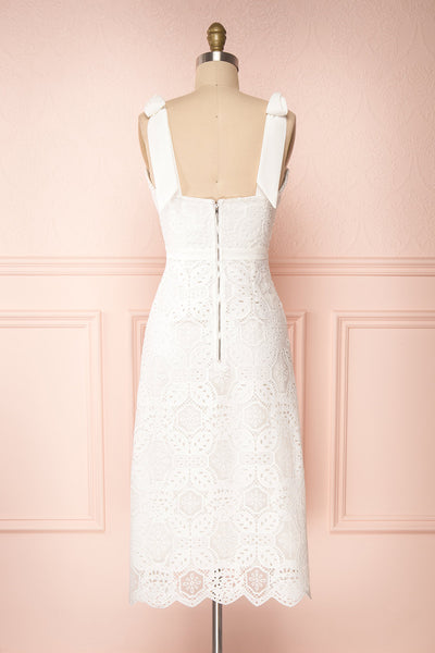 Madeline White Lace Bustier Midi Dress | Boutique 1861 back view