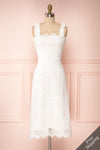Madeline White Lace Bustier Midi Dress | Boutique 1861 front view