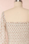 Madison Floral Ruched Short Dress w/ Frills | Boutique 1861 back close up