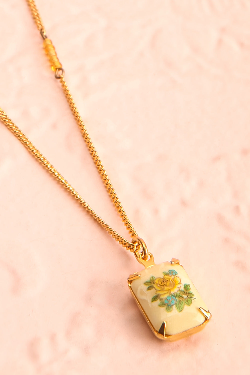 Mae West Jaune Dainty Golden Floral Pendant Necklace | Boutique 1861 2