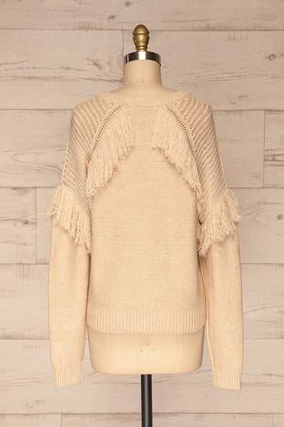 Magalie Beige Knit Sweater | Tricot | La Petite Garçonne back view