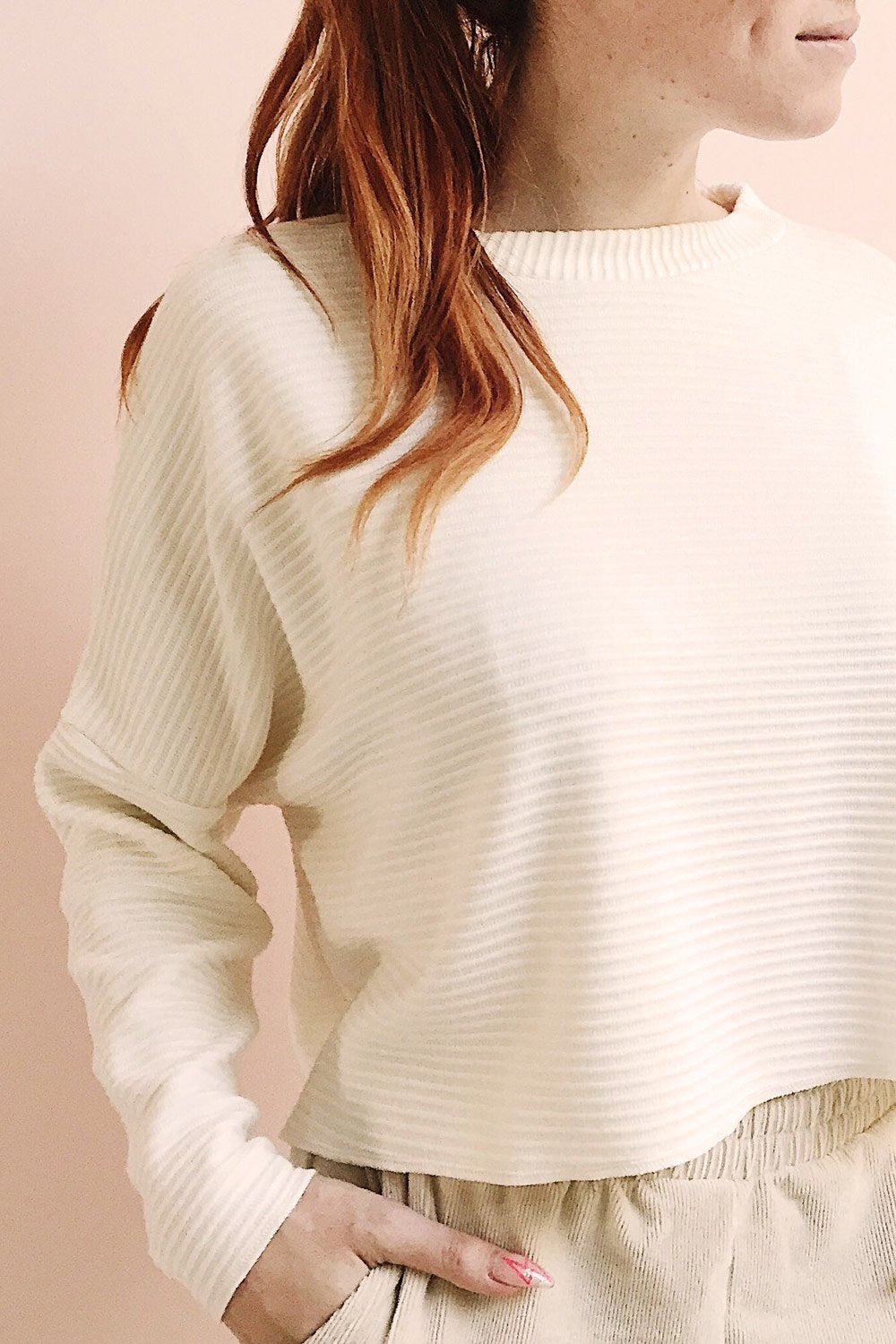 Magan Grey Ribbed Sweater | Tricot Côtelé photo | La Petite Garçonne