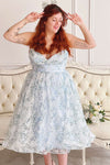Mahalia Blue Midi Floral Gown w/ Sparkly Lining | Boutique 1861
