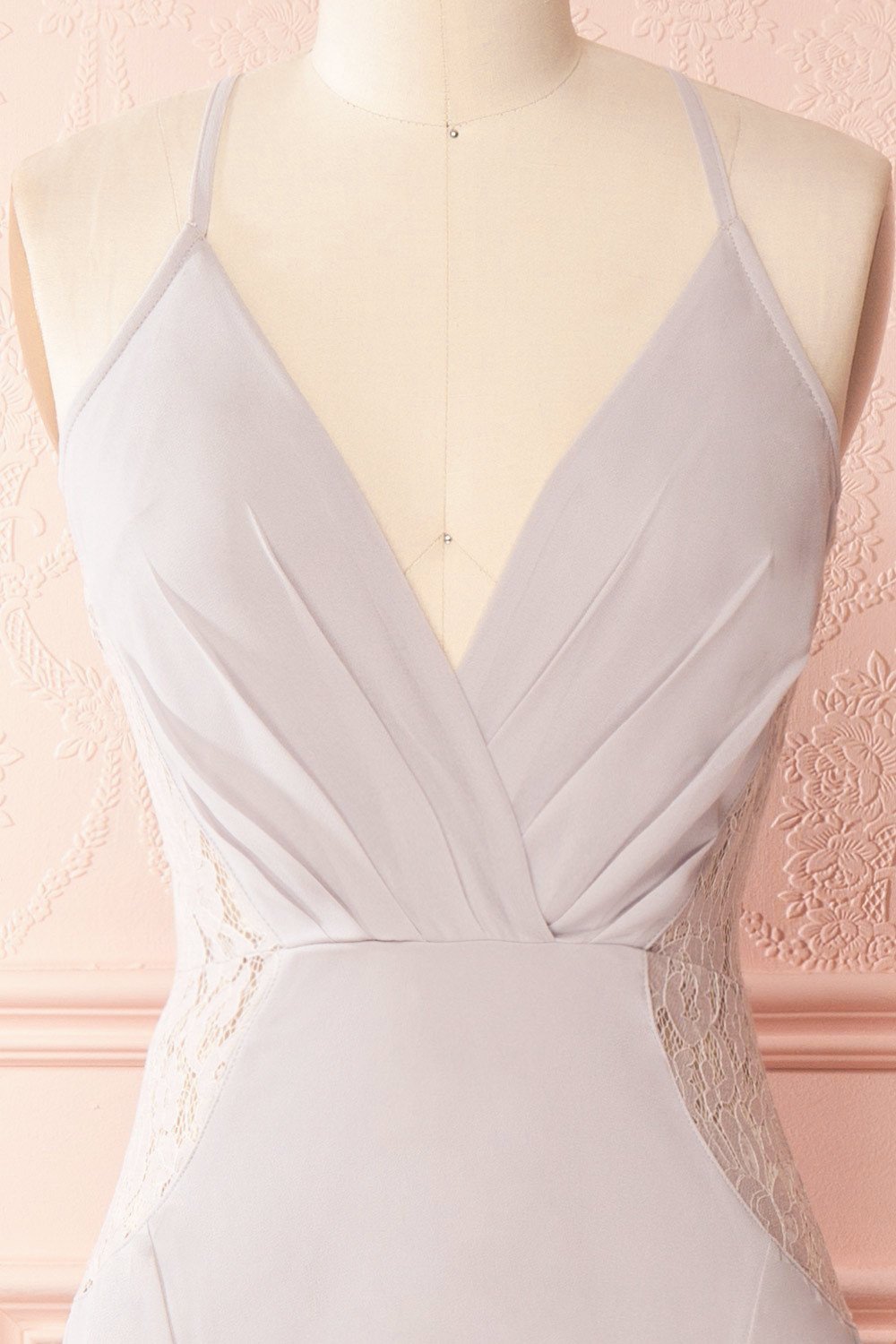 Maï Brume Grey Halter Gown with Lace Side Cut-Outs | Boudoir 1861