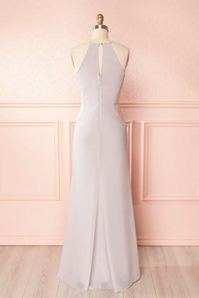 Maï Brume Grey Halter Gown with Lace Side Cut-Outs | Boudoir 1861