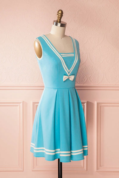 Maidie Sky Blue Retro A-line Sailor Dress | Boutique 1861