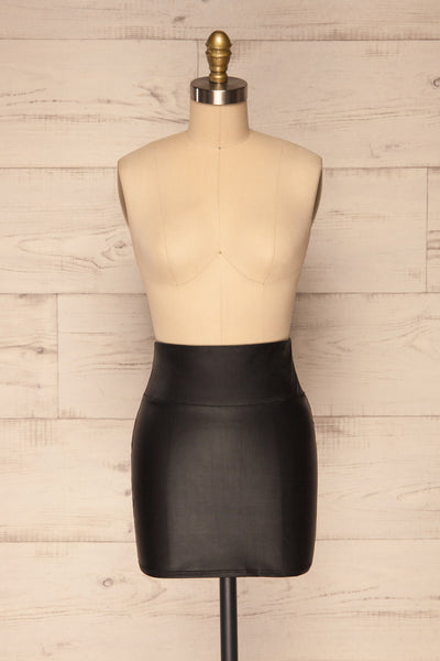 Maidstone Black Faux-Leather Mini Skirt | La petite garçonne front view