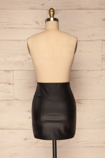 Maidstone Black Faux-Leather Mini Skirt | La petite garçonne back view