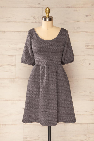 Maihori Short Grey Knitted Dress | La petite garçonne front view