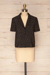 Maing Black Floral Short Sleeved Cropped Shirt | La Petite Garçonne
