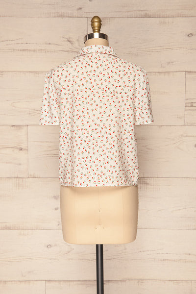 Maing White Floral Short Sleeved Cropped Shirt | La Petite Garçonne 6